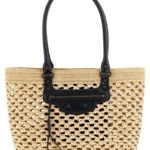 Beige Viscose Shoulder Bag