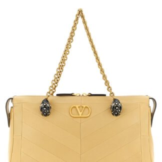 Beige Lamb Leather Shoulder Bag