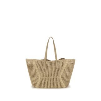 Beige Raffia Shoulder Bag