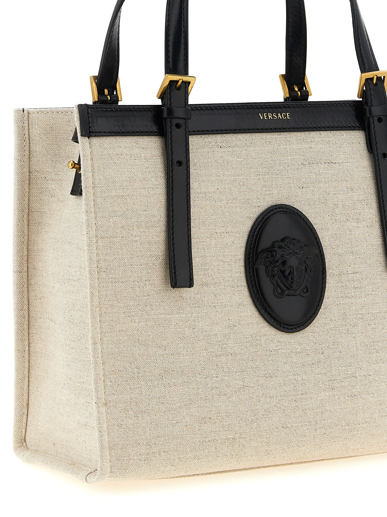 Beige Leather Tote Bag - Image 3