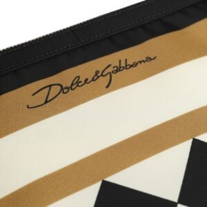 Multicolor Checkered Logo Print Nylon Clutch Borse Bag