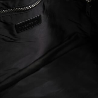 Black White Striped Polyester Drawstring Backpack Men Bag