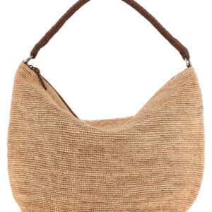 Beige Raffia Shoulder Bag