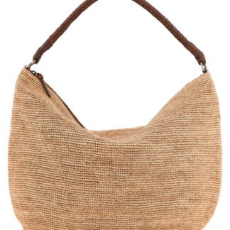 Beige Raffia Shoulder Bag
