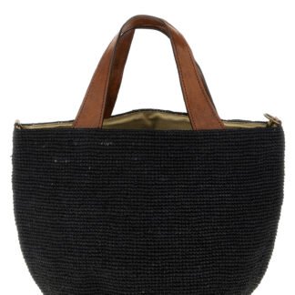 Black Raffia Handbag