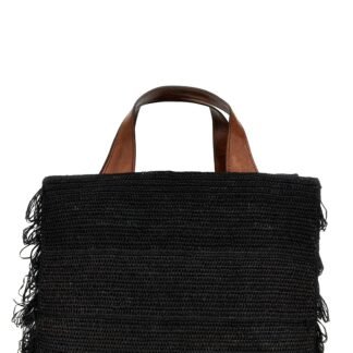 Black Raffia Handbag