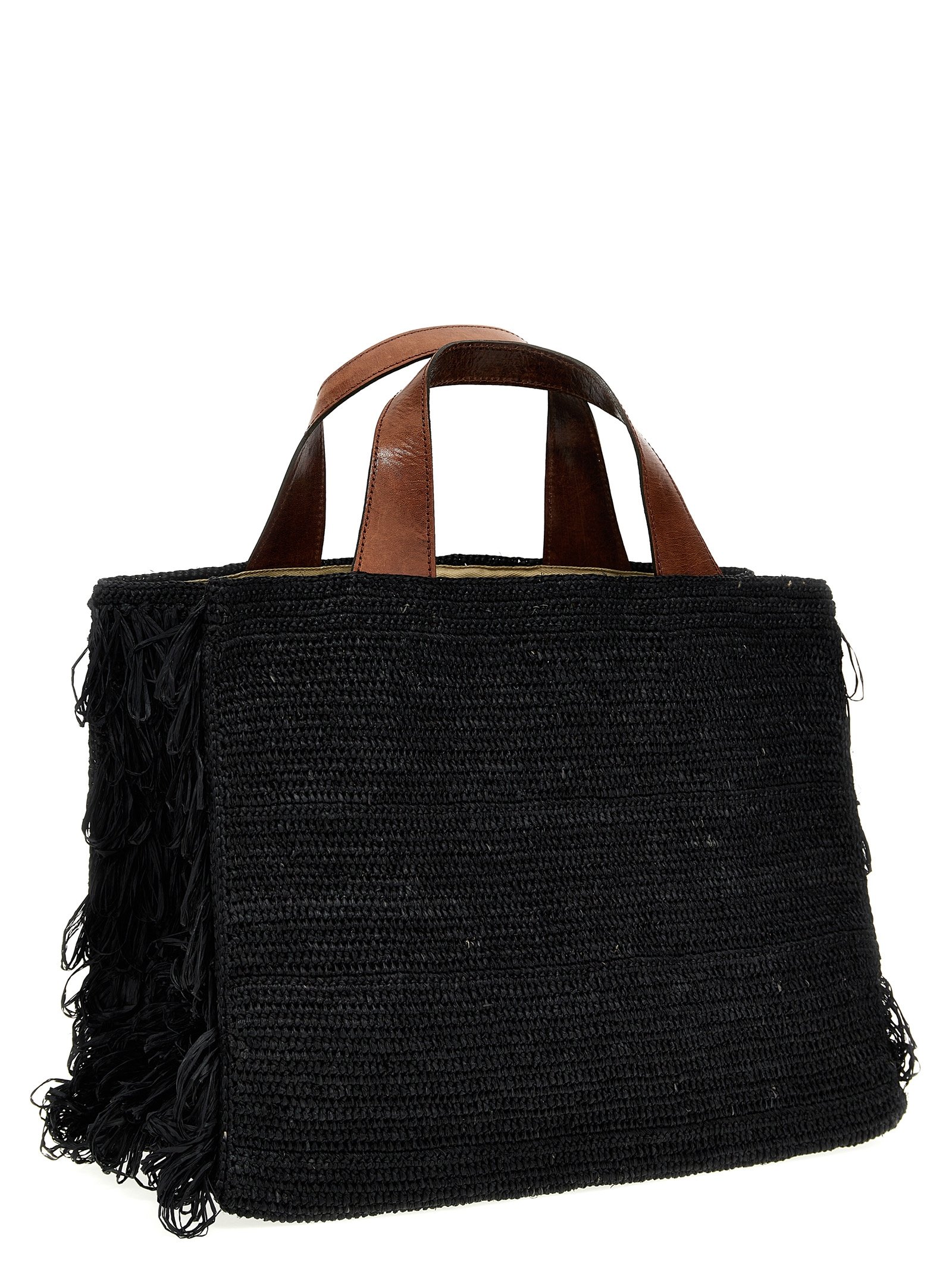 Black Raffia Handbag - Image 2