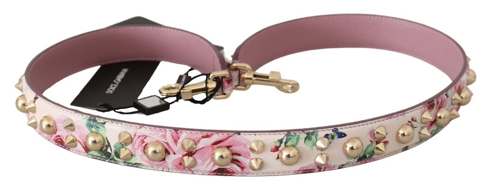 Pink Floral Leather Stud Accessory Shoulder Strap - Image 2