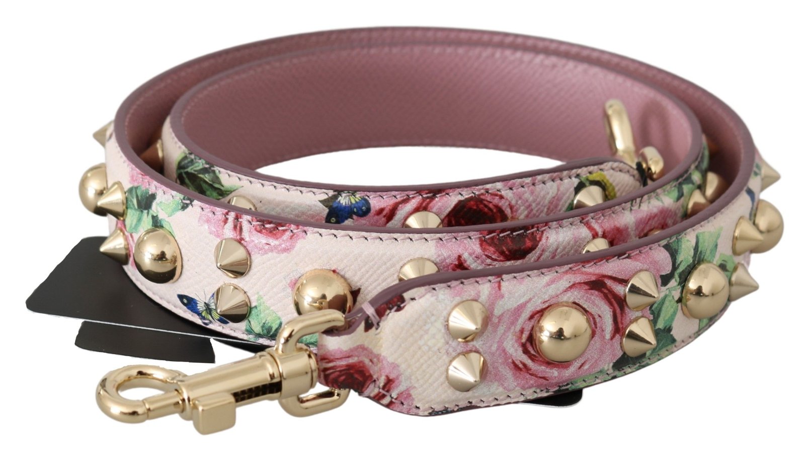 Pink Floral Leather Stud Accessory Shoulder Strap - Image 3