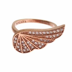 Pink Gold 925 Silver Womens Clear CZ Ring