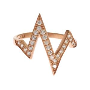 Pink Gold 925 Silver Womens Clear Ring