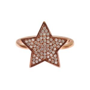 Womens Clear CZ Star 925 Silver Ring
