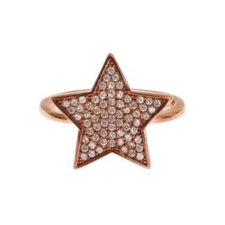 Womens Clear CZ Star 925 Silver Ring