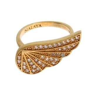 Womens Clear CZ Gold 925 Silver Authentic Ring