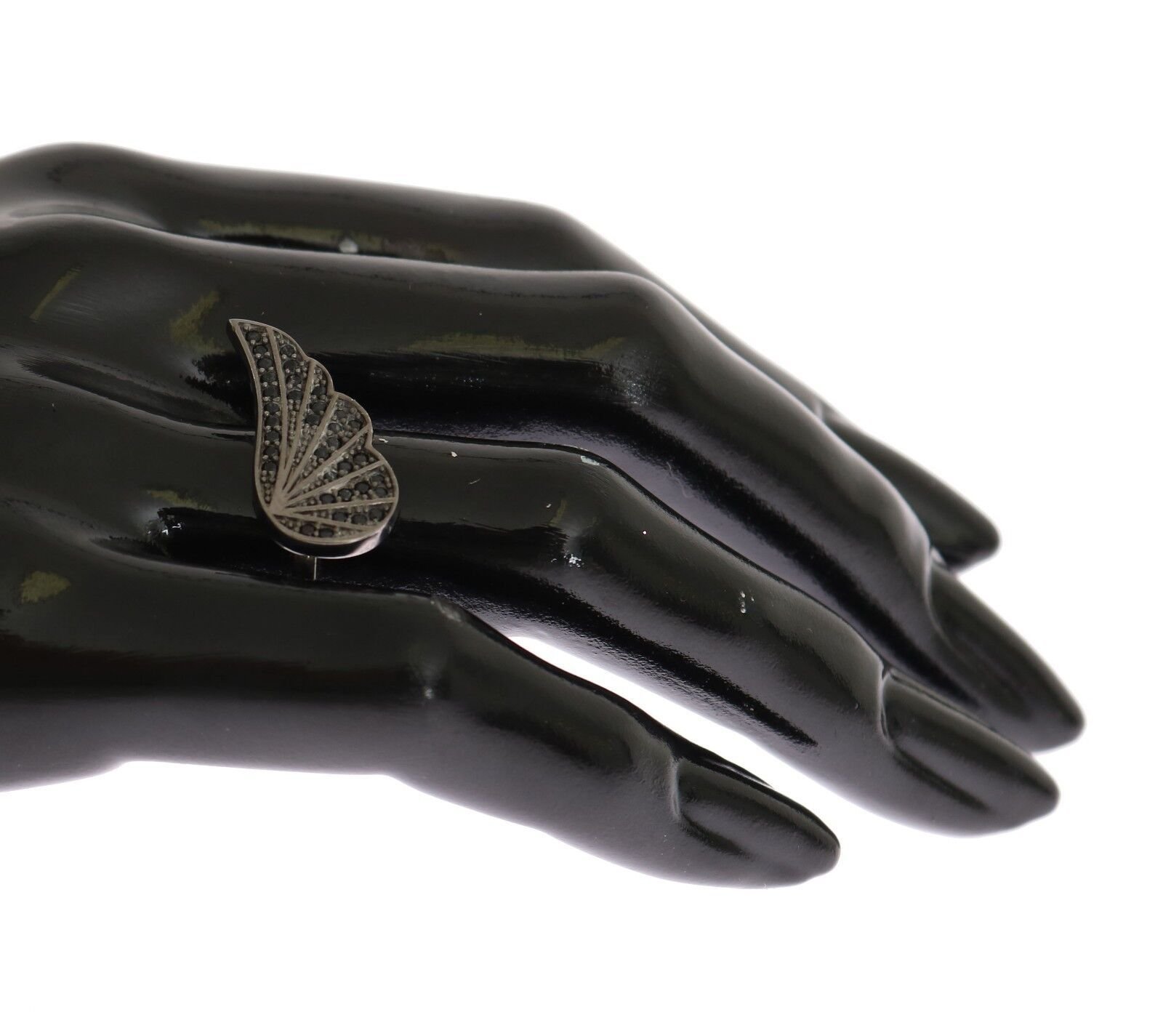 Silver Womens Black CZ Rhodium 925 Ring - Image 2