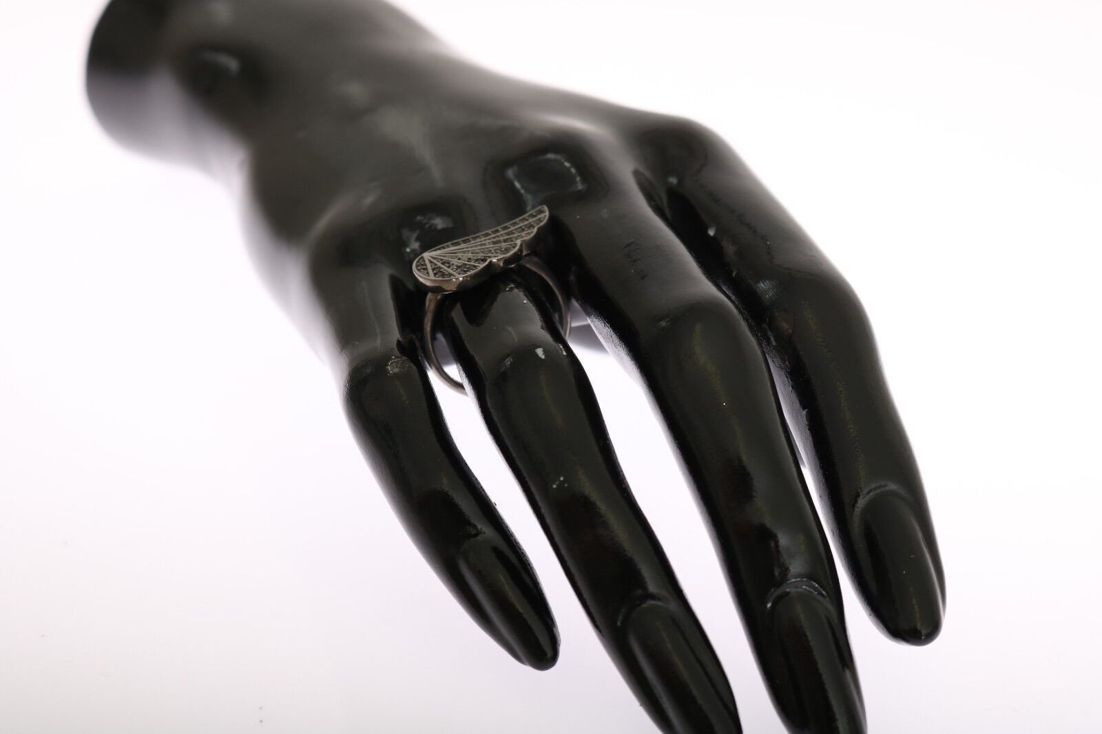 Silver Womens Black CZ Rhodium 925 Ring - Image 3