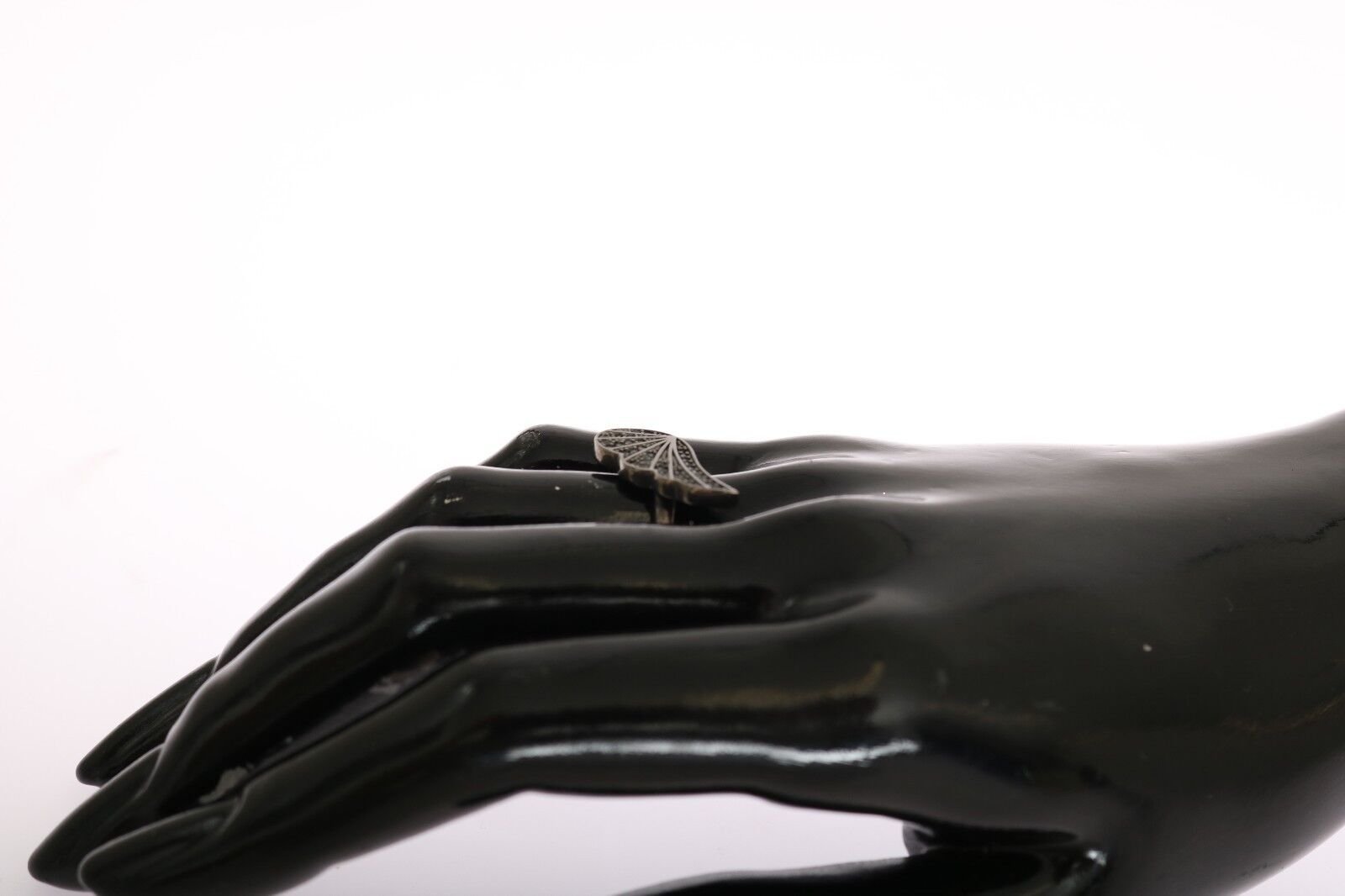 Silver Womens Black CZ Rhodium 925 Ring - Image 4