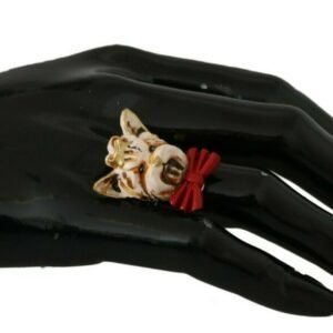Gold Brass Resin Beige Dog Pet Branded Accessory Ring