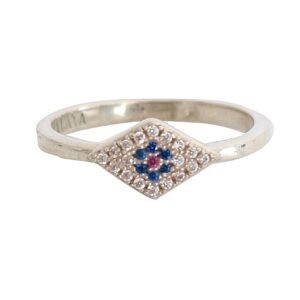 Blue Red CZ 925 Silver Womens Clear Ring