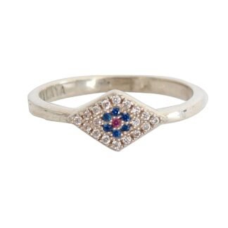 Blue Red CZ 925 Silver Womens Clear Ring