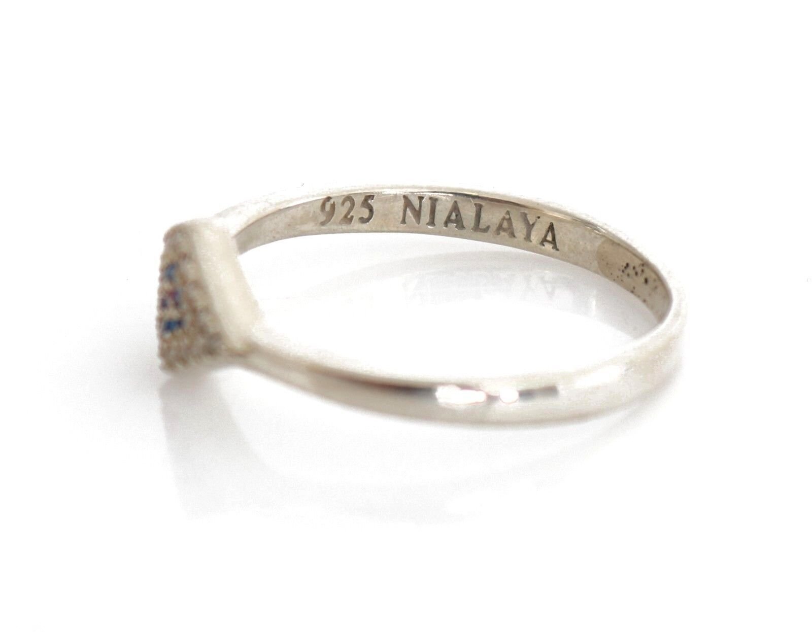 Blue Red CZ 925 Silver Womens Clear Ring - Image 2