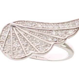 Silver Womens Wing Clear CZ 925 Silver Ring