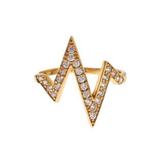 Gold 925 Silver Womens Clear CZ 18K Ring