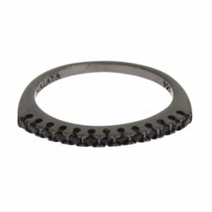 Black CZ Rhodium 925 Silver Womens Ring
