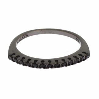 Black CZ Rhodium 925 Silver Womens Ring