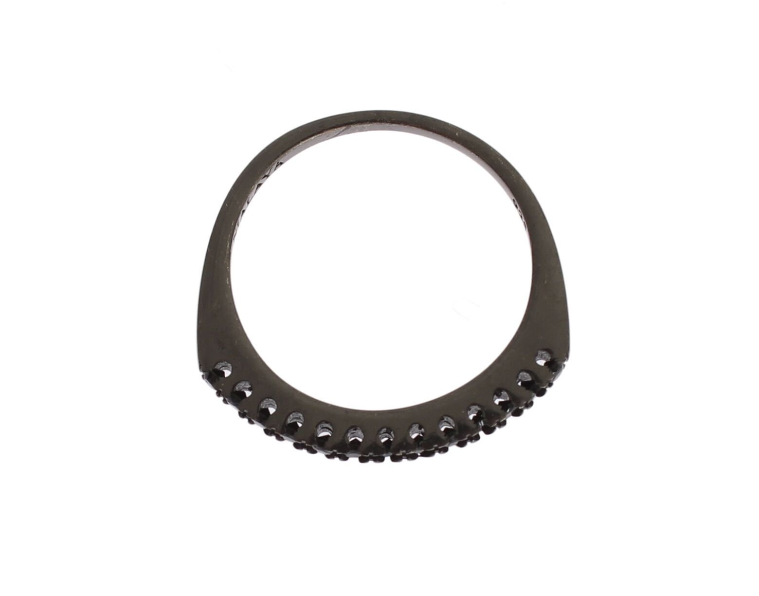 Black CZ Rhodium 925 Silver Womens Ring - Image 2