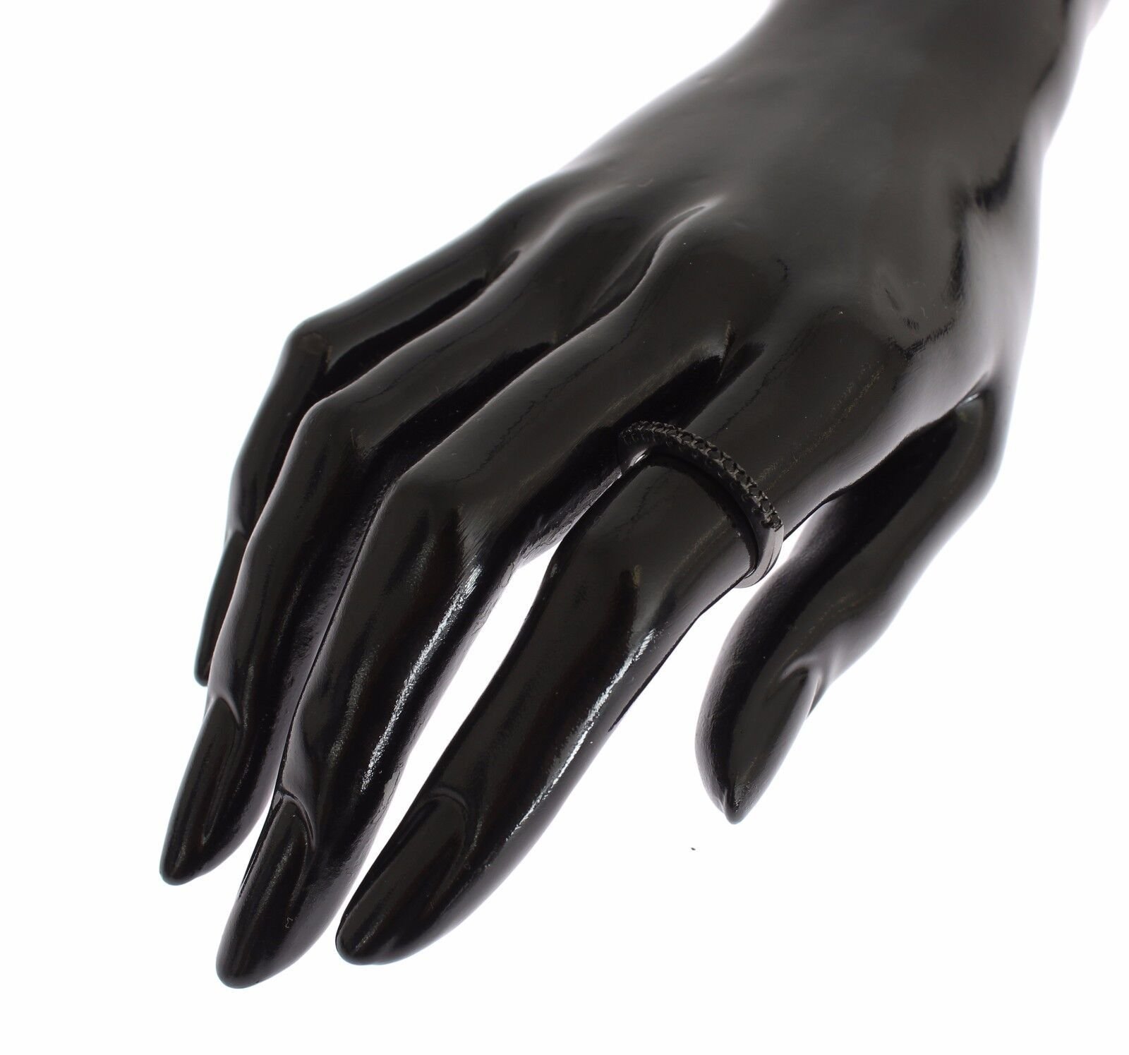 Black CZ Rhodium 925 Silver Womens Ring - Image 7