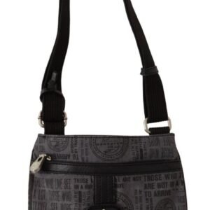 Gray Printed Logo Shoulder Crossbody Purse Bag