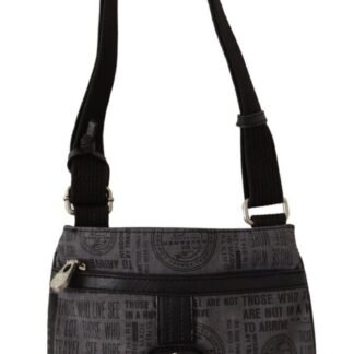 Gray Printed Logo Shoulder Crossbody Purse Bag