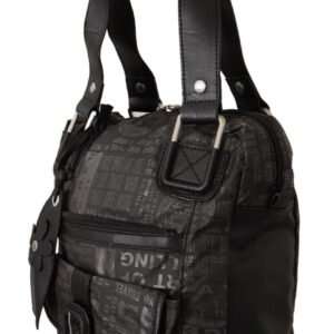 Black Printed Logo Shoulder Handbag Purse Bag