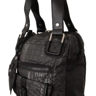 Black Printed Logo Shoulder Handbag Purse Bag