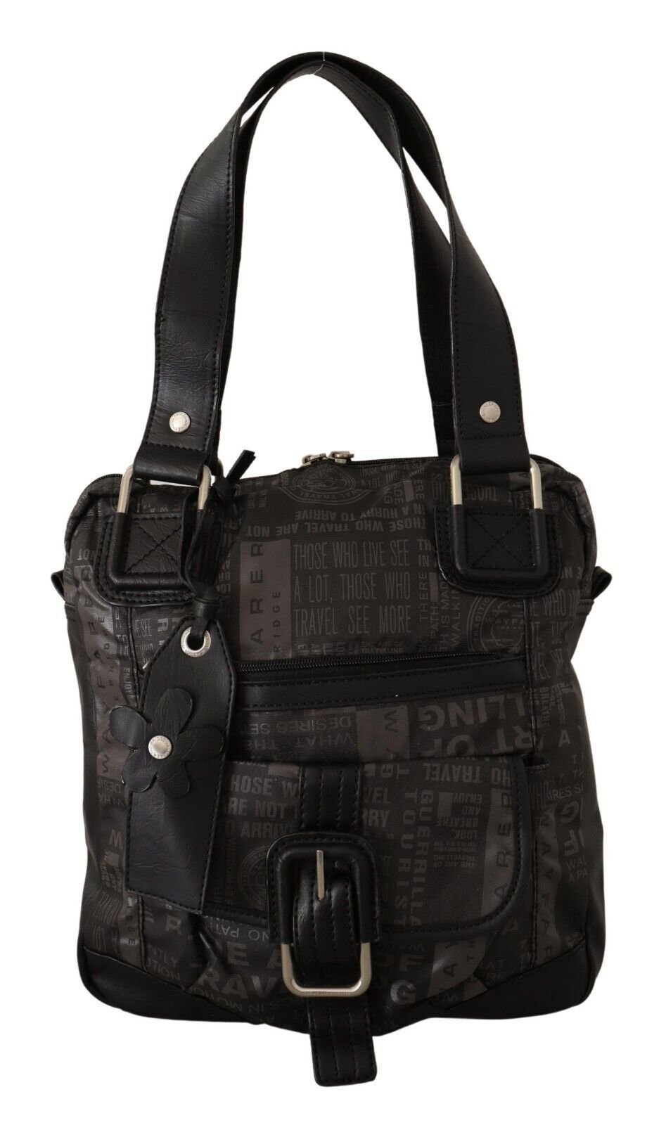 Black Printed Logo Shoulder Handbag Purse Bag - Image 4