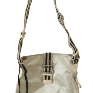 Beige Handbag Shoulder Tote Fabric Purse