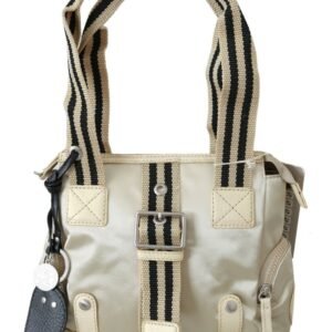 Beige Handbag Shoulder Tote Fabric Purse