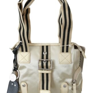 Beige Handbag Shoulder Tote Fabric Purse