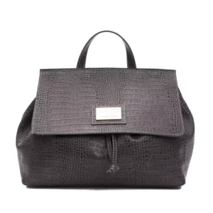 Gray Leather Women Shoulder Bag