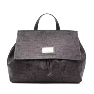 Gray Leather Women Shoulder Bag