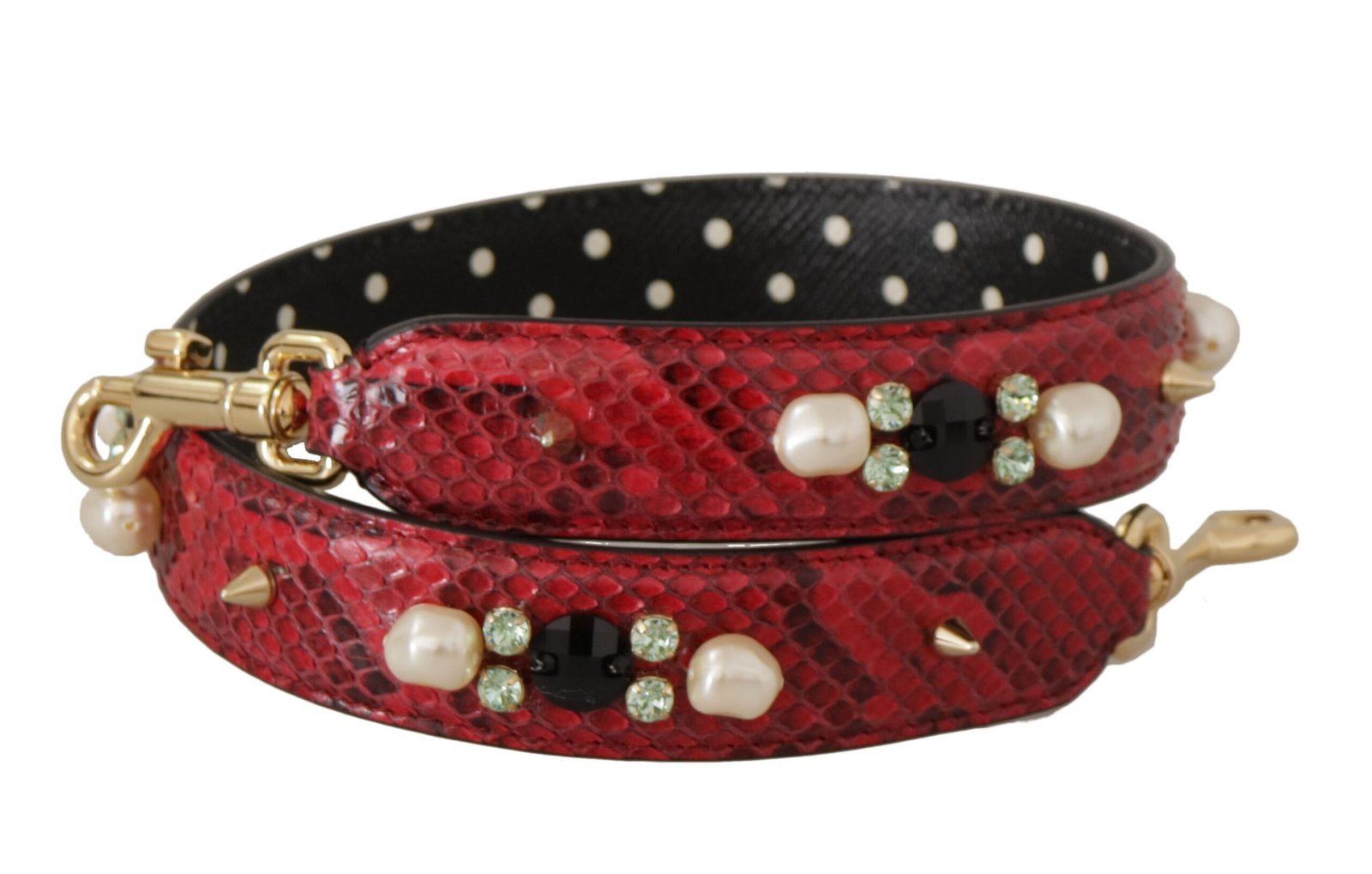 Red Exotic Leather Crystals Bag Shoulder Strap - Image 2