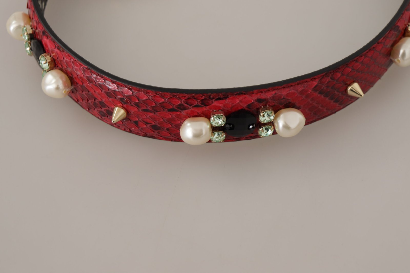 Red Exotic Leather Crystals Bag Shoulder Strap - Image 4