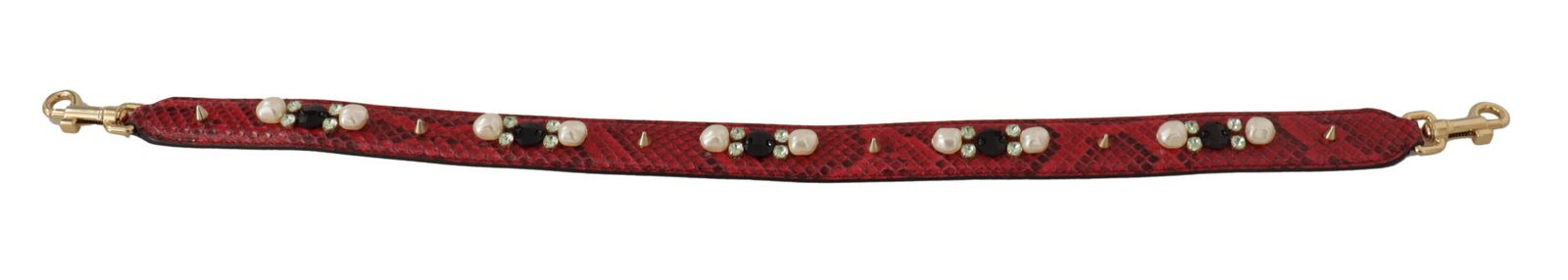 Red Exotic Leather Crystals Bag Shoulder Strap - Image 5