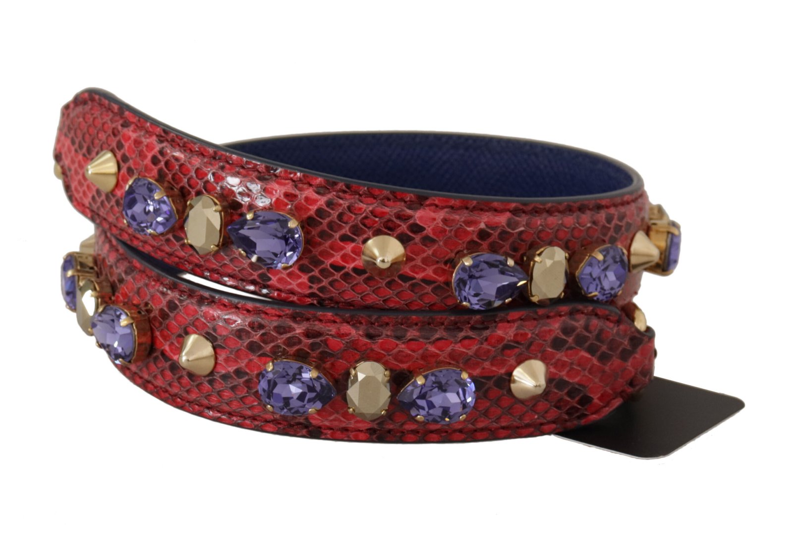 Red Exotic Leather Crystals Bag Shoulder Strap - Image 2
