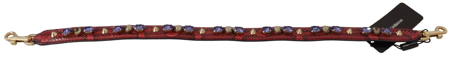 Red Exotic Leather Crystals Bag Shoulder Strap - Image 3