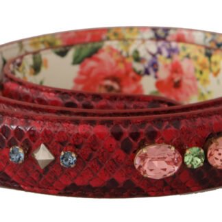 Red Exotic Leather Crystals Reversible Shoulder Strap