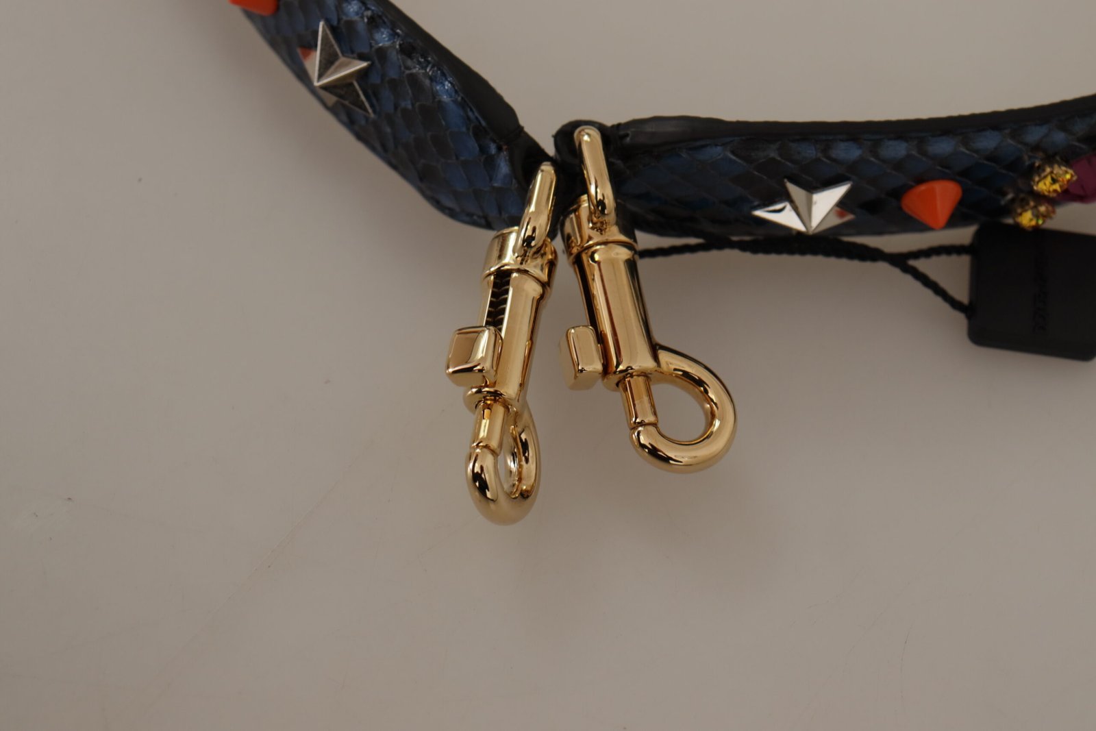 Blue Exotic Leather Crystals Reversible Shoulder Strap - Image 5