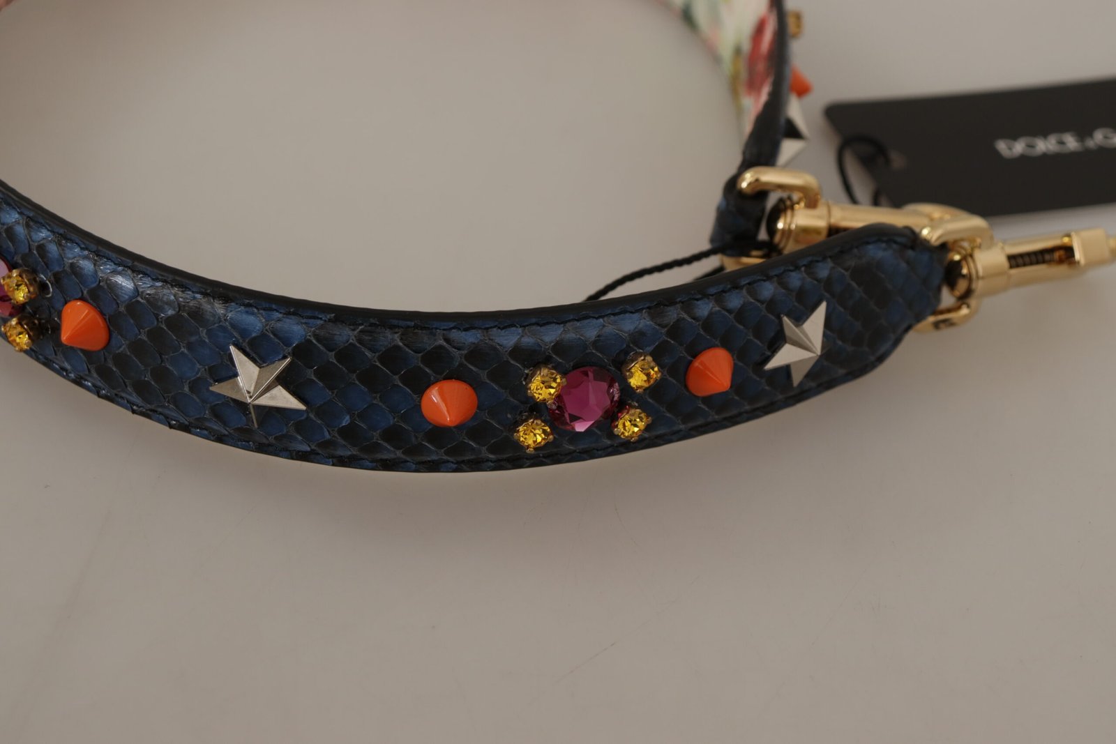 Blue Exotic Leather Crystals Reversible Shoulder Strap - Image 6