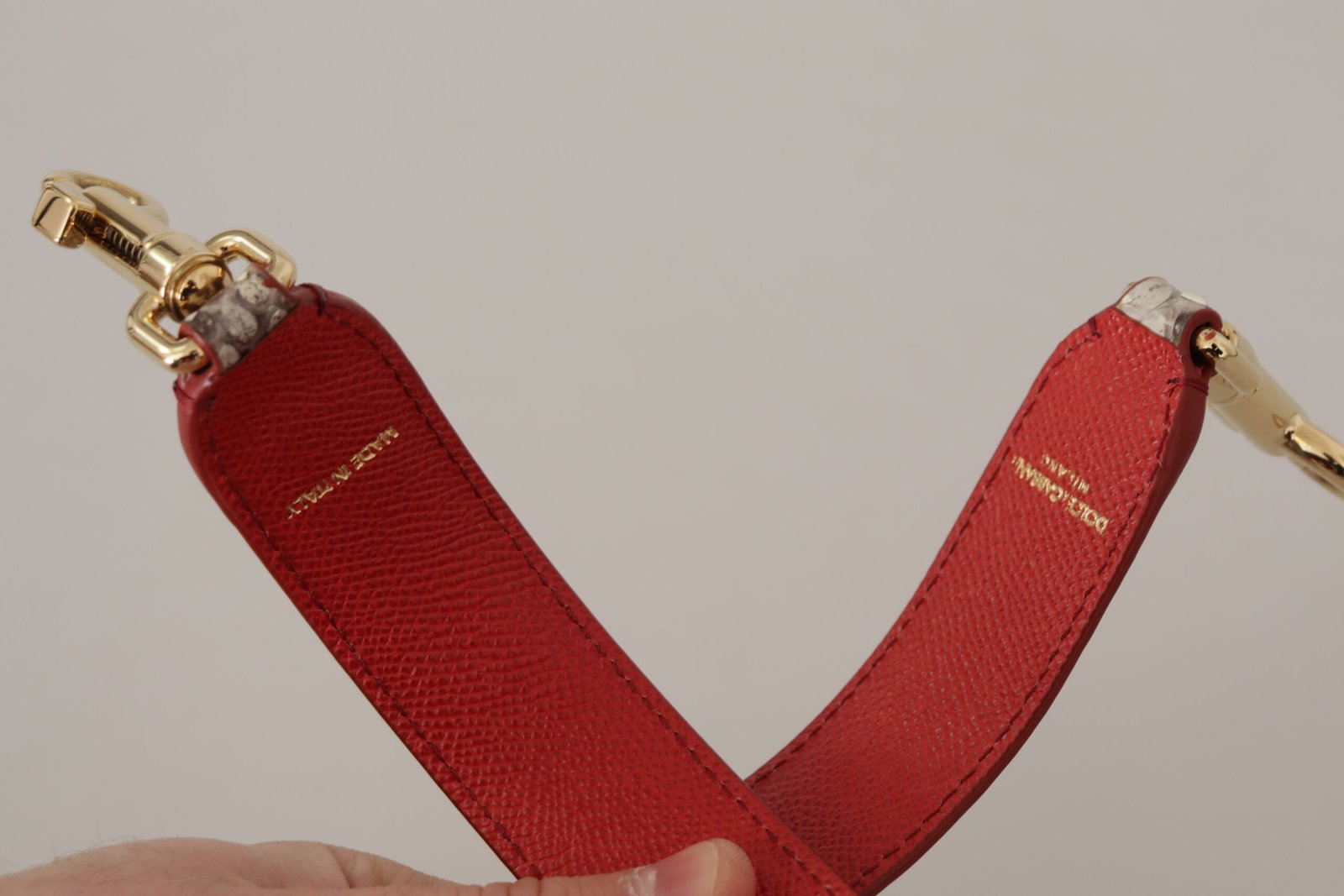 Beige Exotic Leather Studded Shoulder Strap - Image 3